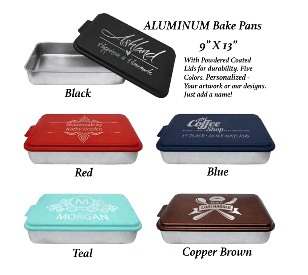 Aluminum Cake Pan With Custom Engraved Lid 9x13 5 Colors to Choose