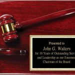 SLD Awards Rosewood or Black Pianowood Gavel Award Plaque