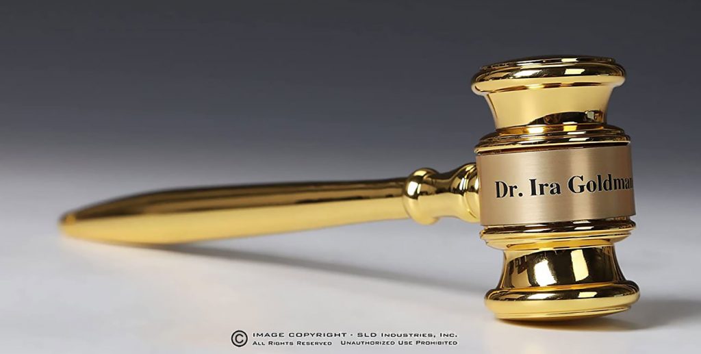 Solid Brass Gavel Gift Presentation Box with Engraved Plate